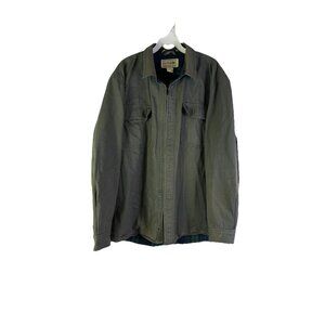 Vintage 90s L.L. Bean Chore Coat Flannel Lined Faded Canvas Green